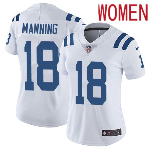 Women Indianapolis Colts 18 Peyton Manning Nike White Vapor Limited NFL Jersey